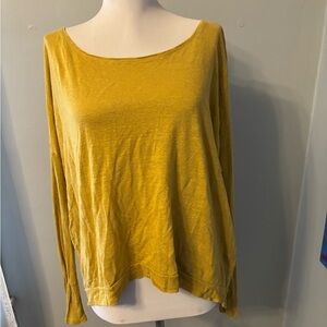 Eileen Fisher womens M linen hi low blouse top shirt